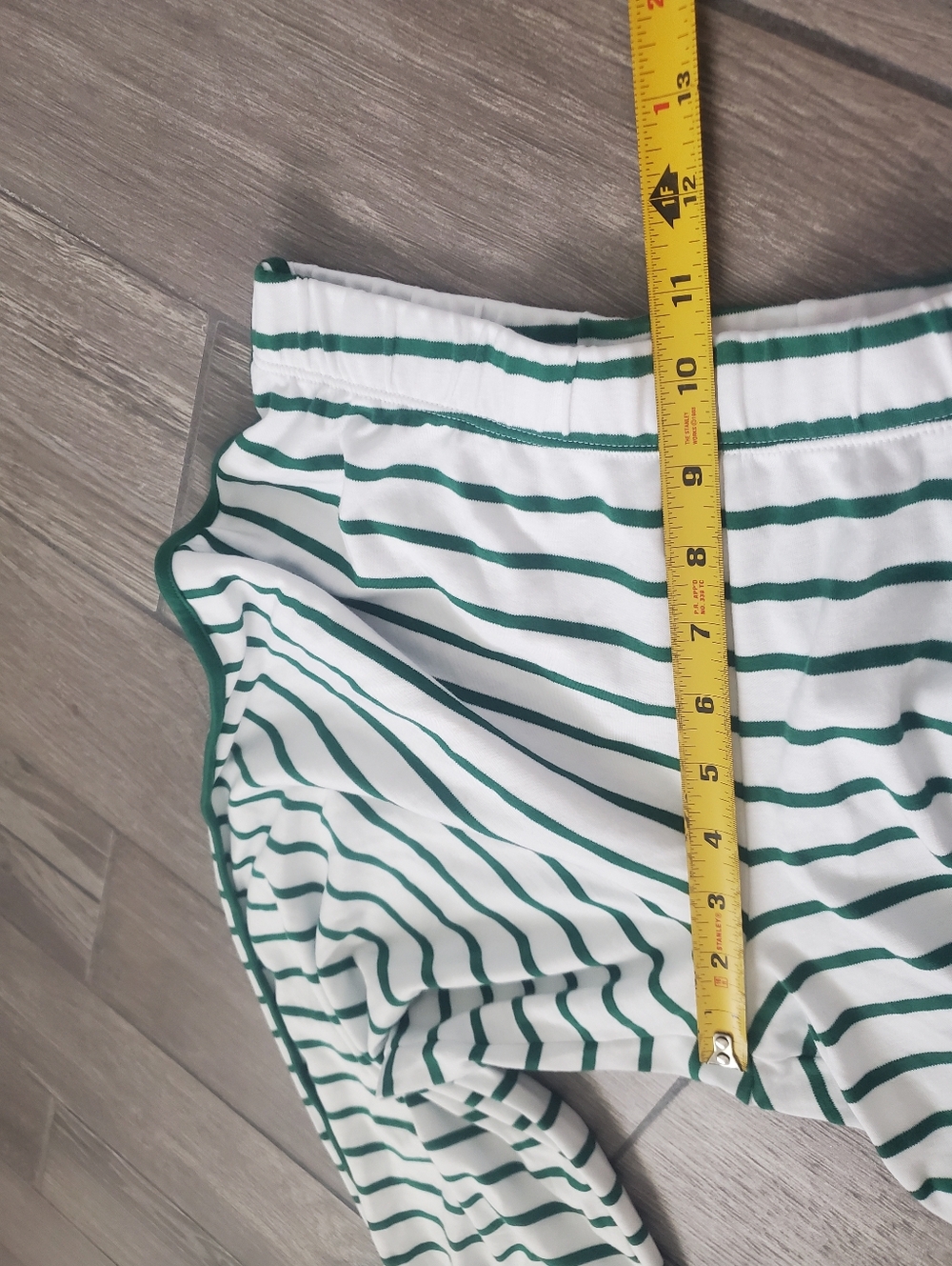 LAKE women's 100% pima cotton green white striped short sleeve pajama set size S - Picture 7 of 13